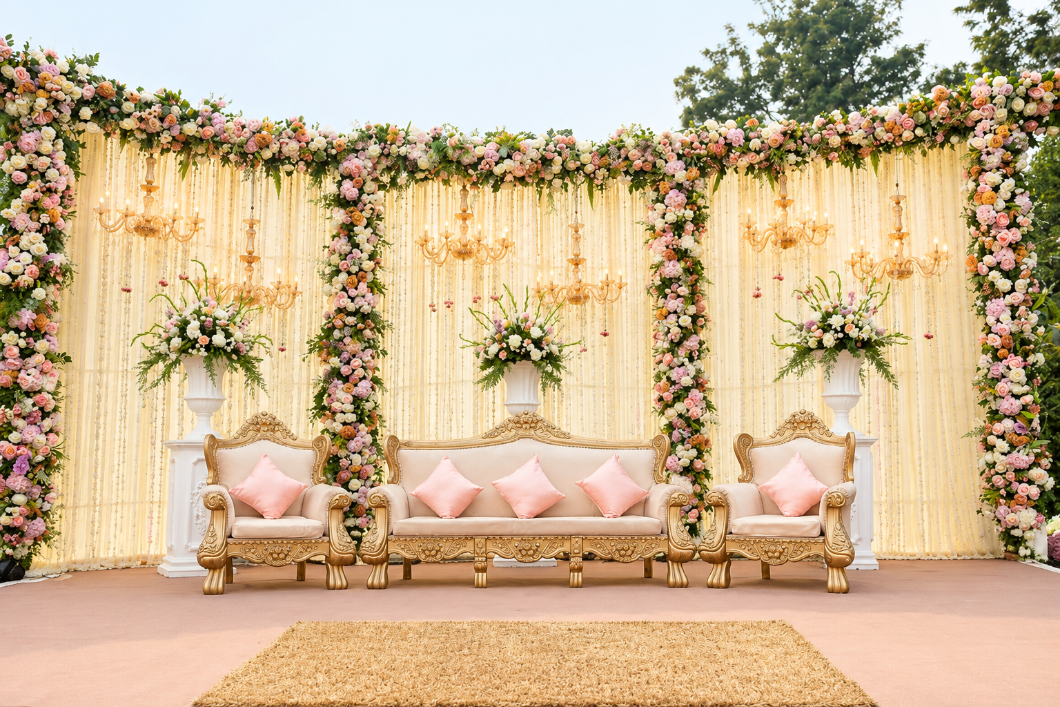 Shubh Muhurat luxury wedding by SMLW India featuring elegant wedding décor and personalized destination wedding planning.